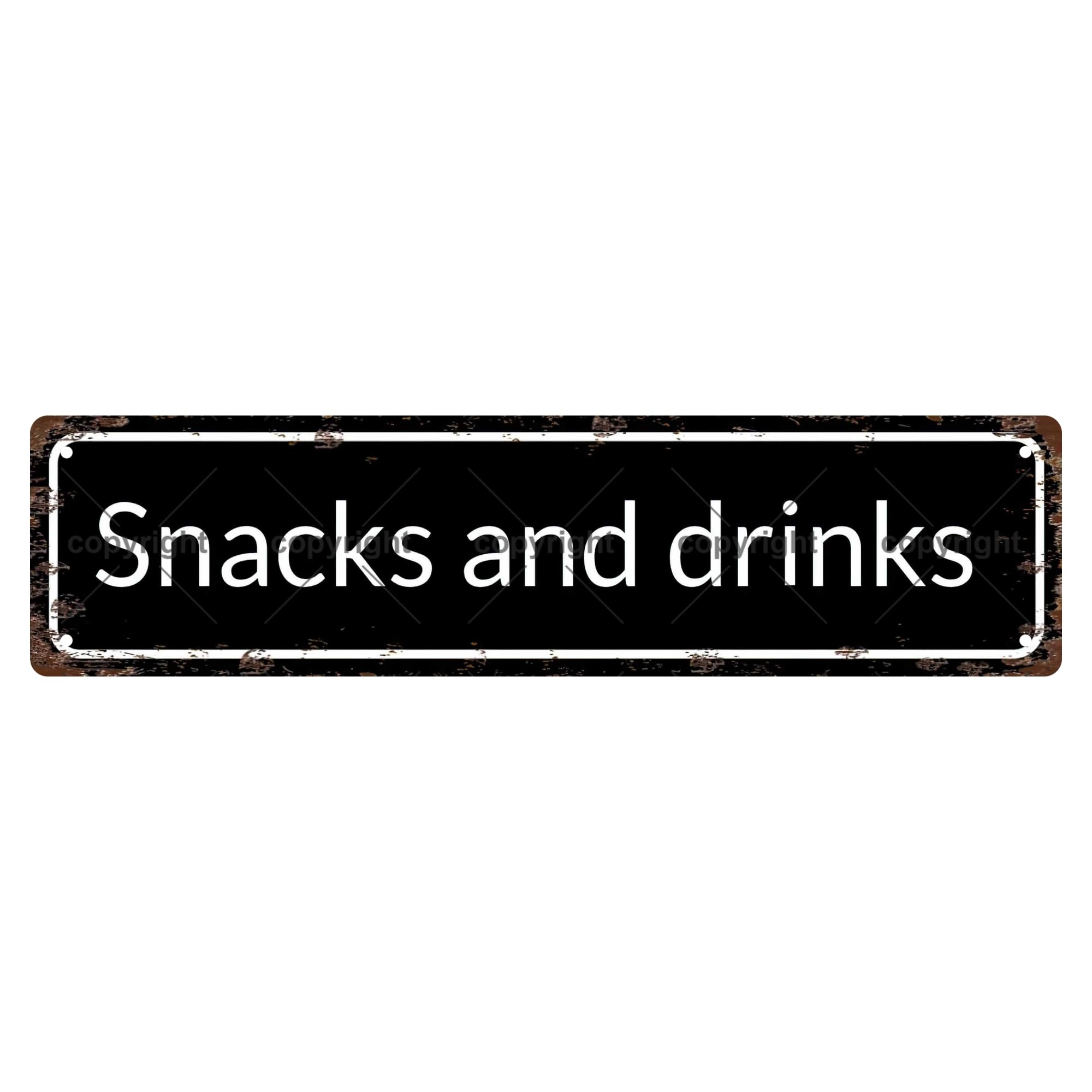 Snacks and Drinks Eating Metal Tin Street Sign Bar Cafe Garage Cave Home Room Wall Bathroom Farmhouse Garden Porch Patio Decor,4x16 Inch