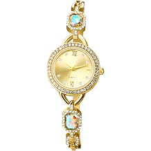 OIDEA Womens Gold Watch with Faux Diamonds Elegant Round Dial Analog Quartz Wrist Watches for Women Cubic Zirconia Decoration Business Casual Ladies Dress Watch