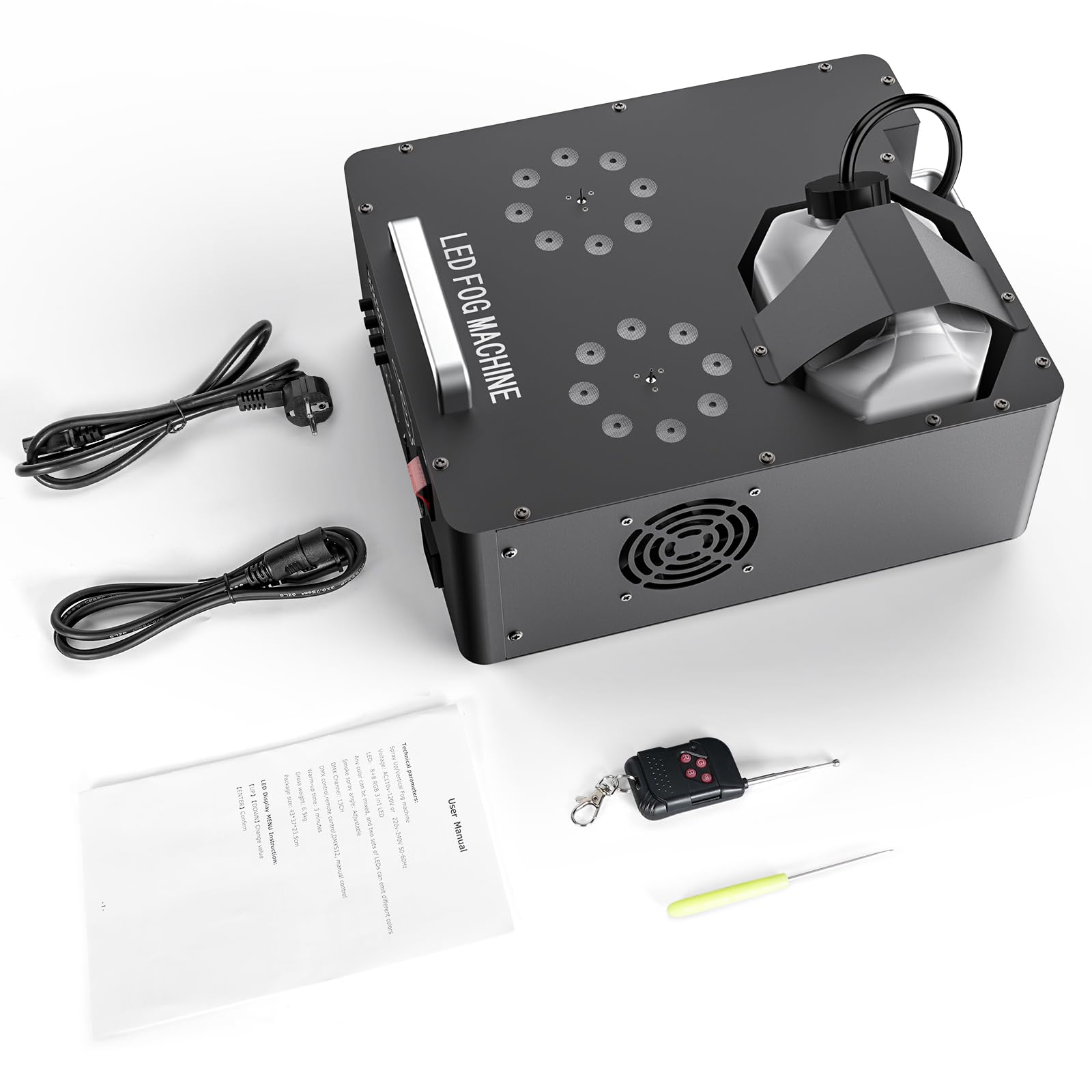 2000W Machine à Fumée Soiree, Machine a Brouillard avec 8+8 LED Lumières Contrôlables en Couleur, Machine a Fumee Lourde avec Télécommande pour Mariage, Fête, Halloween, Effets de Scène