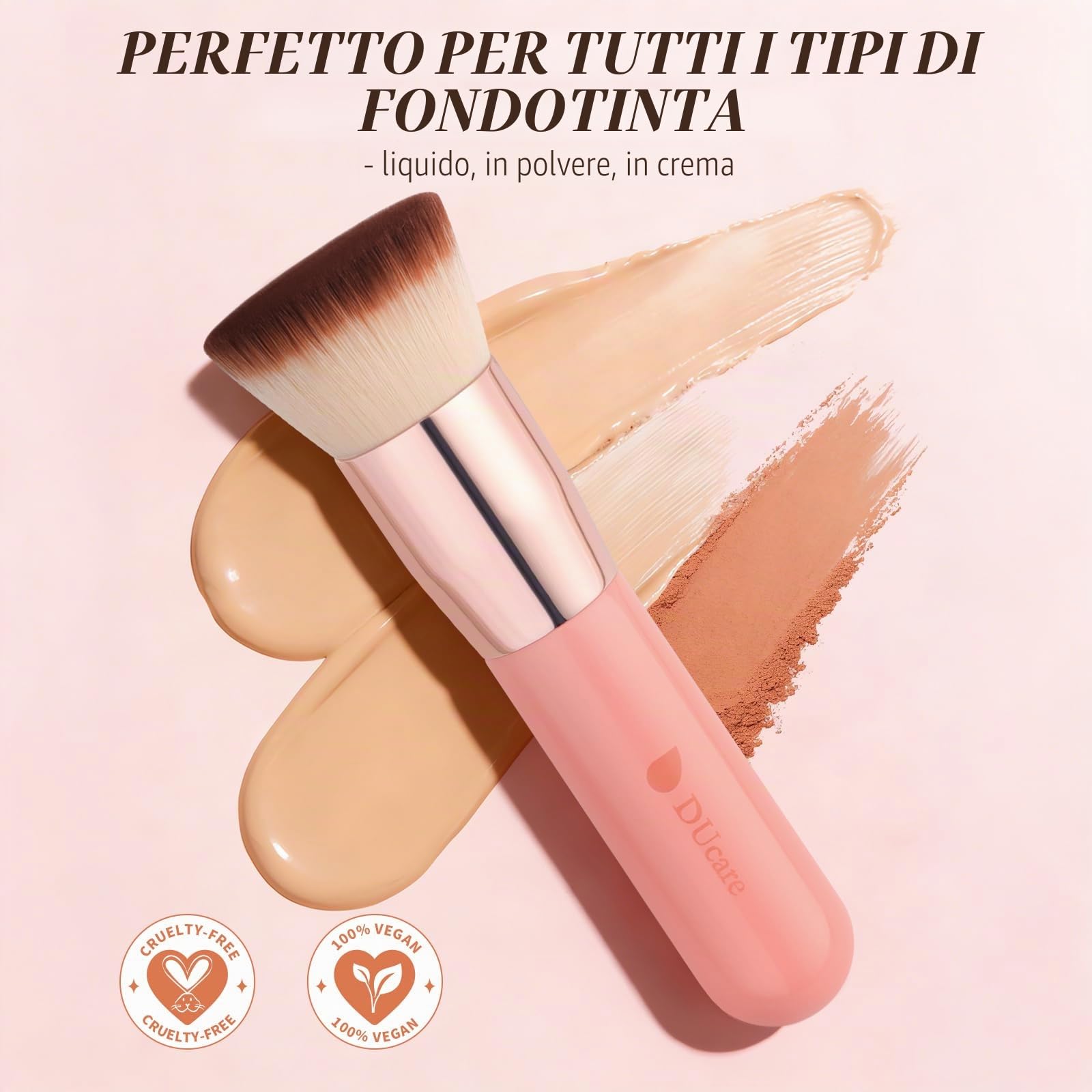 DUcare Pennello Fondotinta Flat Top Pennelli Make Up Kabuki per Fondotinta Liquido per Lucidatura, Puntini, Correttore