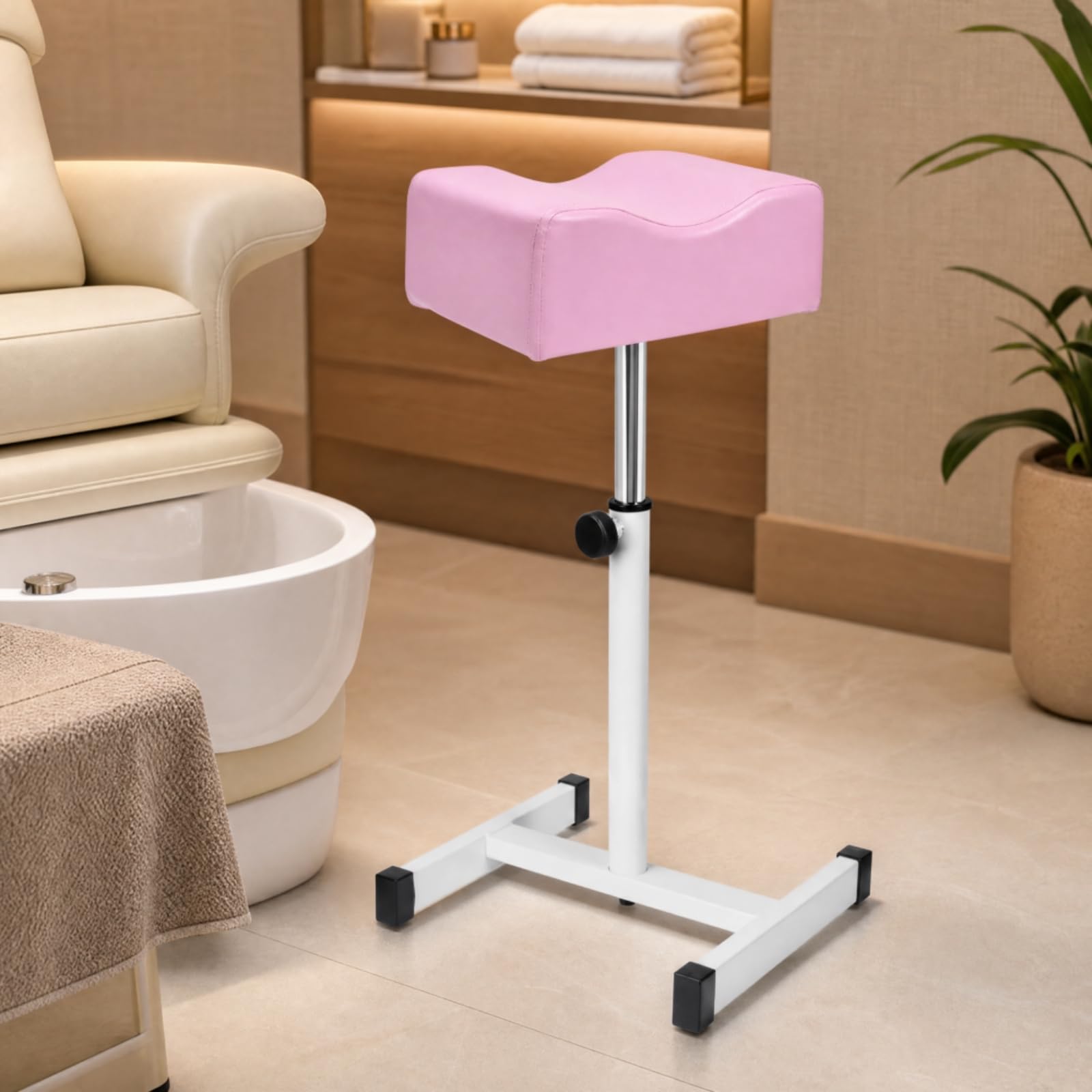 Poggia Piedi Regolabile in Altezza con Base in Metallo Girevole a 360 Gradi Poggiapiedi Multifunzionale Sgabello per Spa, Nero