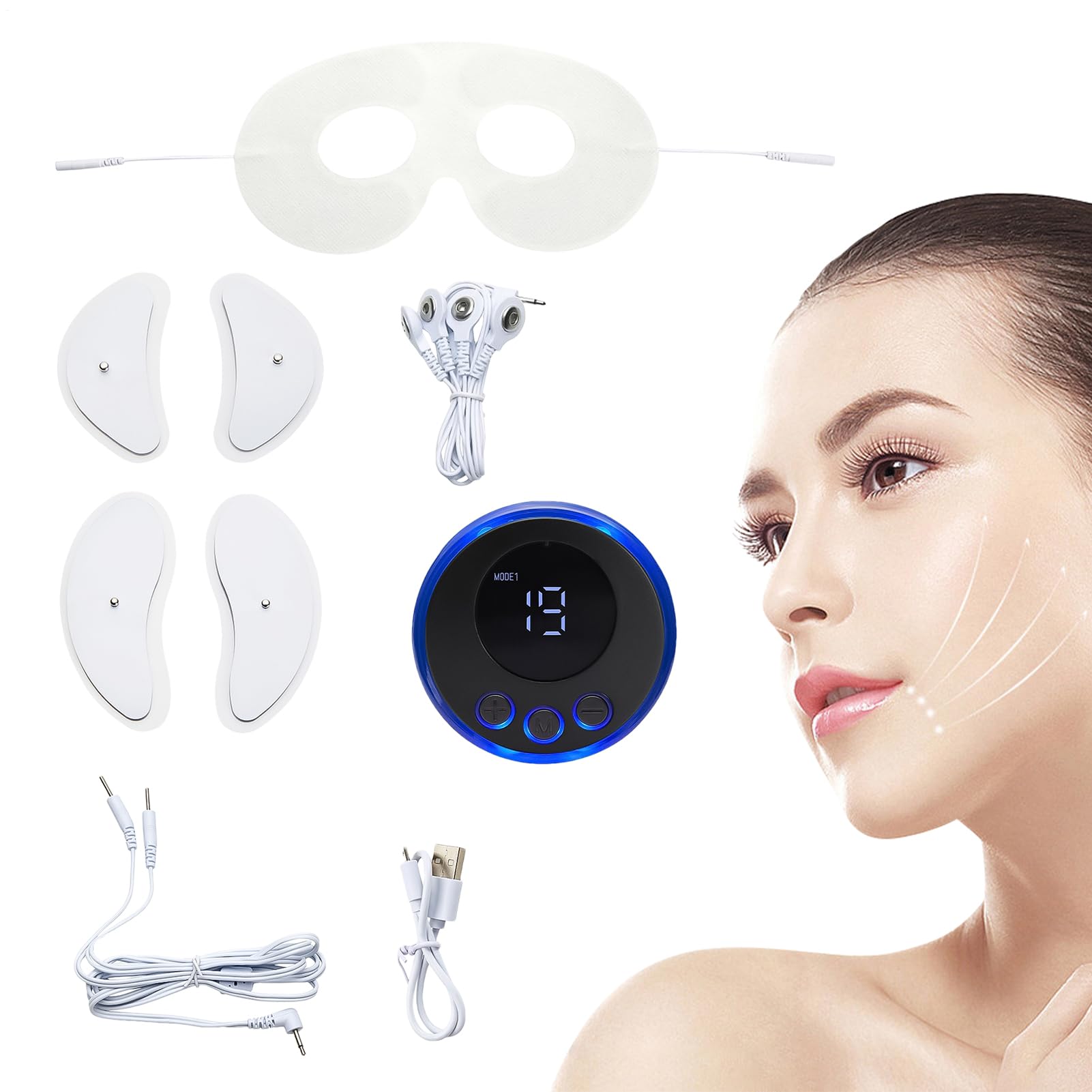 Masseur de visage électrique - Dispositif de beauté rechargeable, étanche | Instrument de levage microcourant avec 8 modes de massage, masseur facial de resserrement portable pour le visage, le cou, l