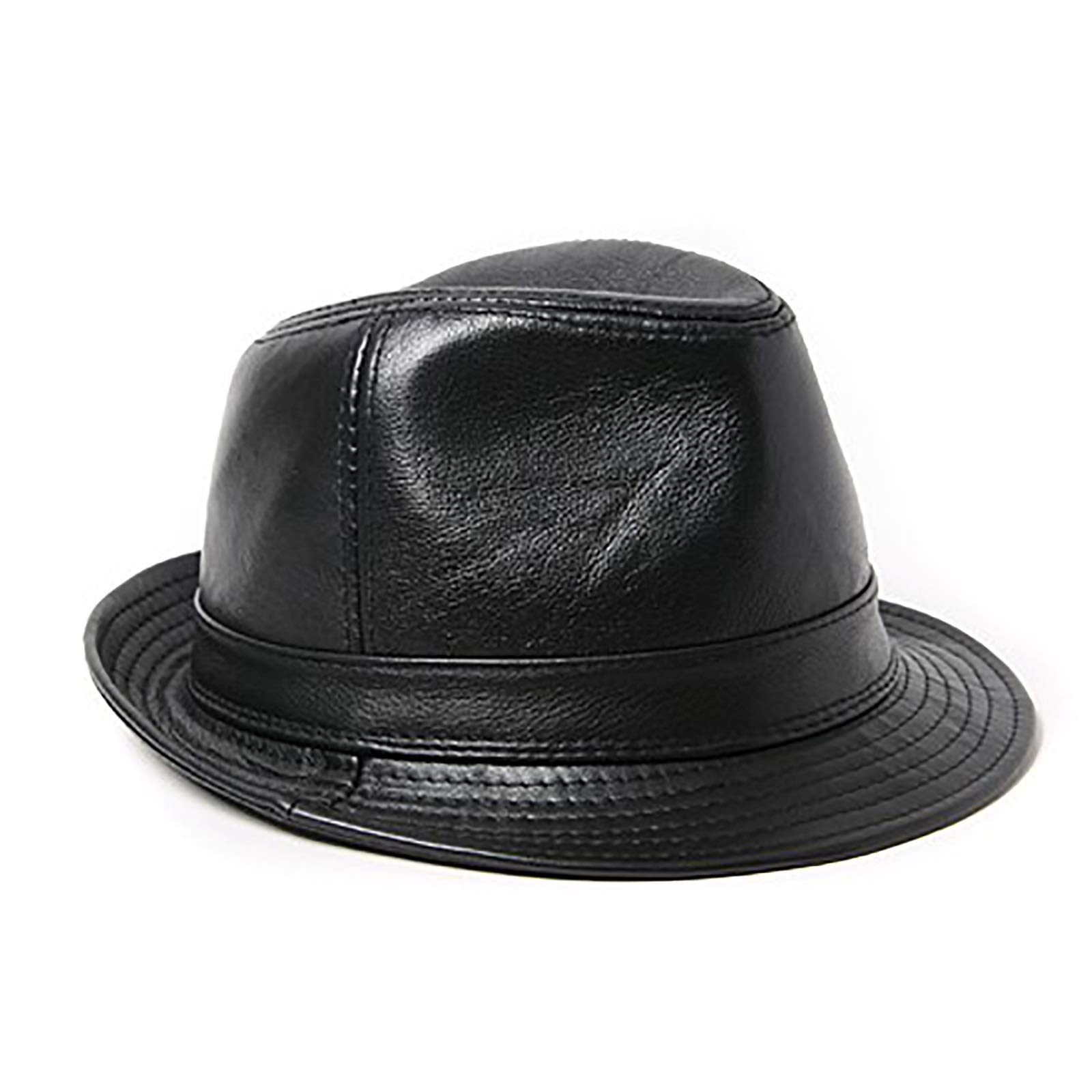 Sombreros de invierno, hombres de cuero fedoras sombrero jazz gorra de vaca ancho sombrero elegante