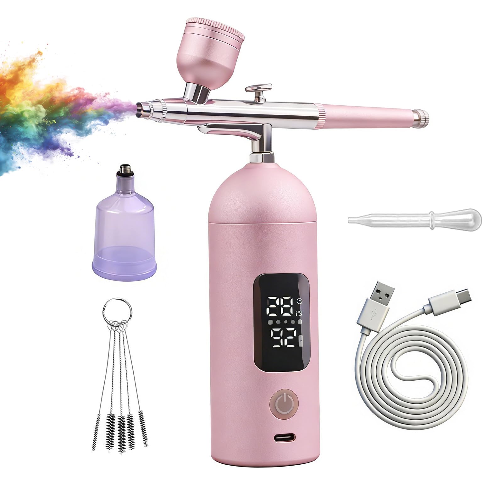 Compresseur aérographe rose pour décoration de gâteaux et peinture sur maquette