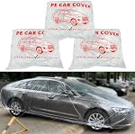 LuliKa Disposable Car Cover 3 Pack Clear Plastic Car Cover Universal Rain Dust Garage Cover with Elastic Band Medium (12' x 22')