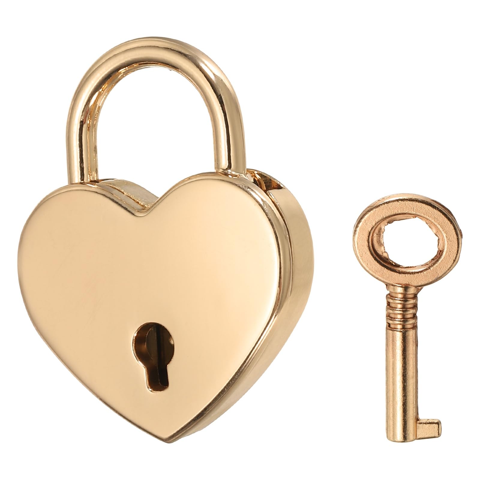 PATIKIL Mini Heart Lock with Key, (30 x 39 mm, Gold) (1 Pcs), Heart Shaped Padlock Metal Love Locks, Suit for - Lover Bridge/Anniversary/Diary Book/Handbag/Jewelry Box — image 1