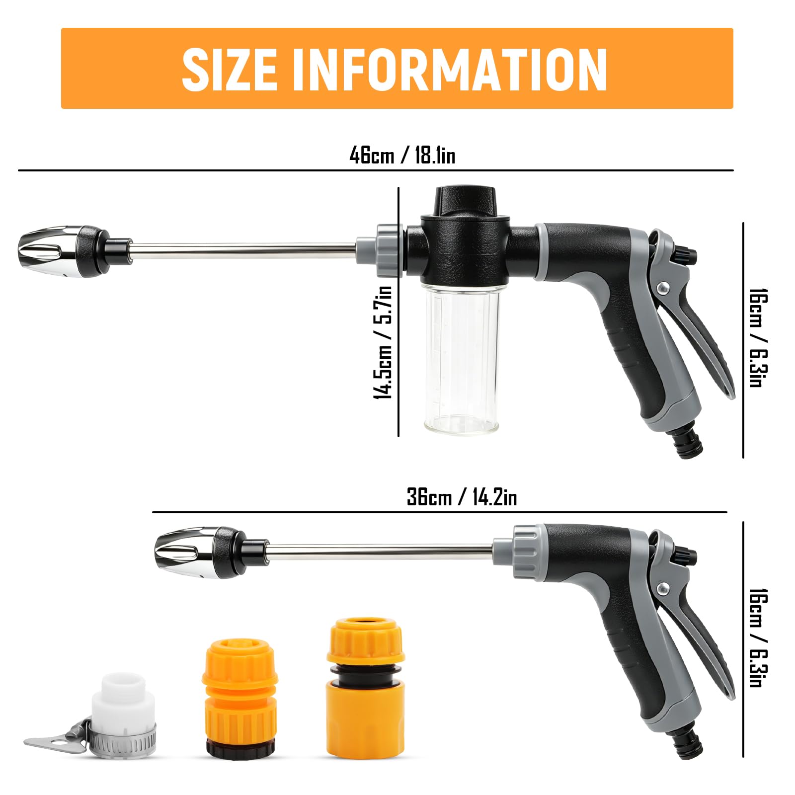 Pistolet wysokociśnieniowy Power Jet, pistolet wysokociśnieniowy do węża ogrodowego, pistolet wysokociśnieniowy z 3 trybami natrysku, wysokociśnieniowy pistolet na wodę do mycia samochodu, ogrodu i na
