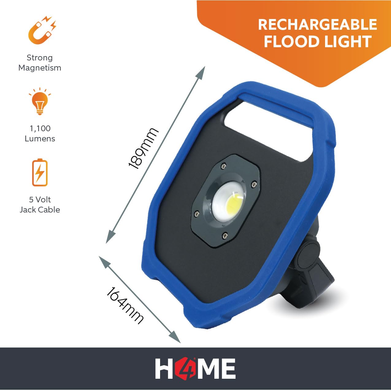 Rechargeable Magnetic Flood 1100 Lumen Light, Blue - Image 2
