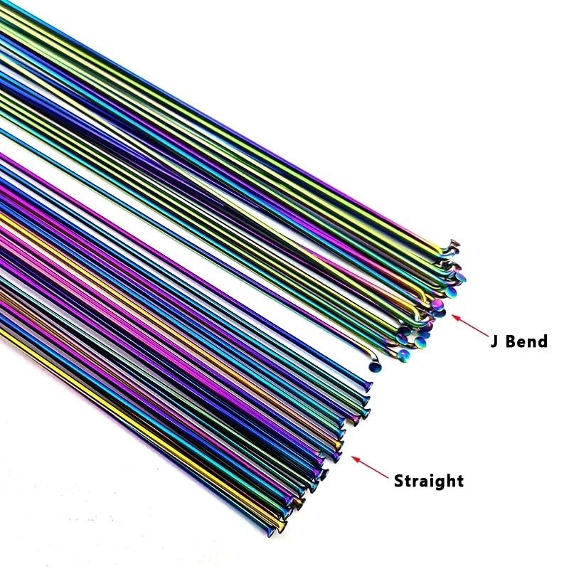 Raggio di Bicicletta Raggi for Bicicletta 2.0 Rotondi J-Bend/Dritti, Colori Arcobaleno, con Raggi Cappuccio in Rame, è Possibile Scegliere Qualsiasi Lunghezza Inferiore a 310 mm