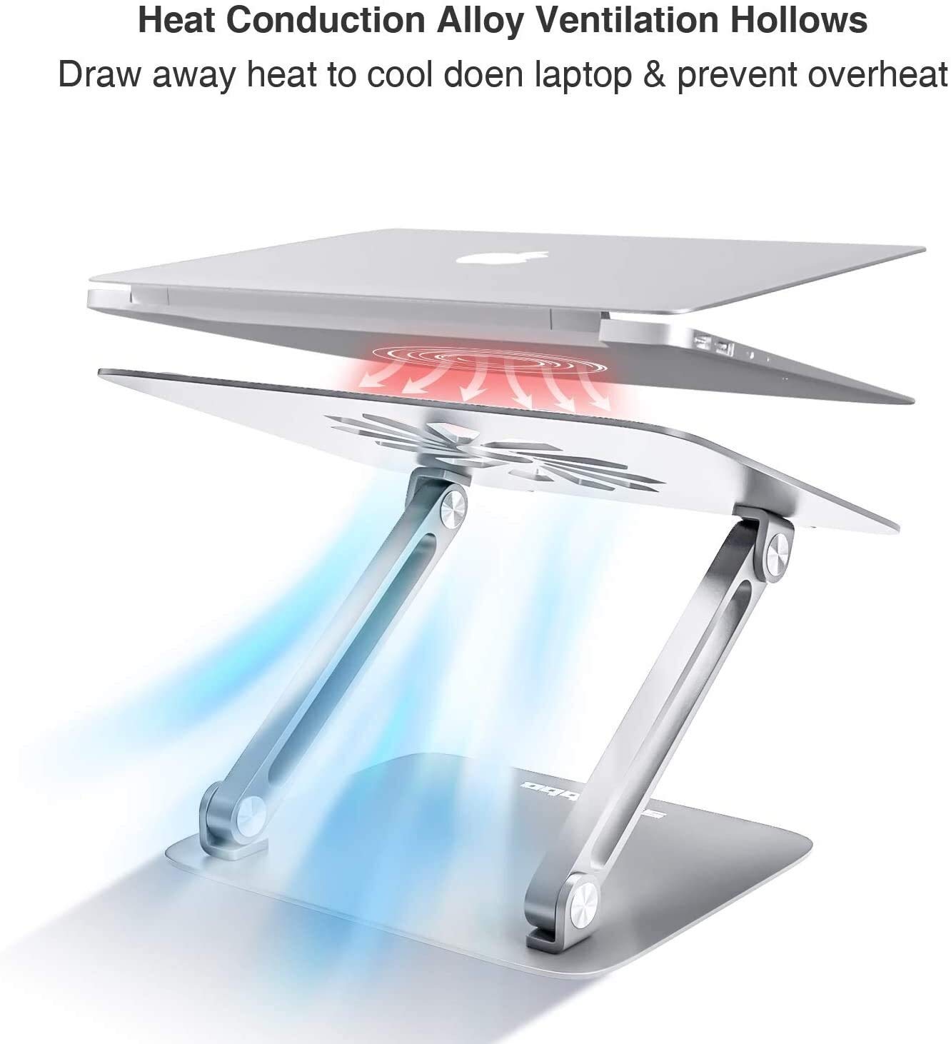 Supporto per laptop da scrivania Supporto per laptop, supporto per laptop EPN con sfiato di calore per elevare il laptop, supporto per laptop da scrivania ergonomico regolabile con silicone a prova di