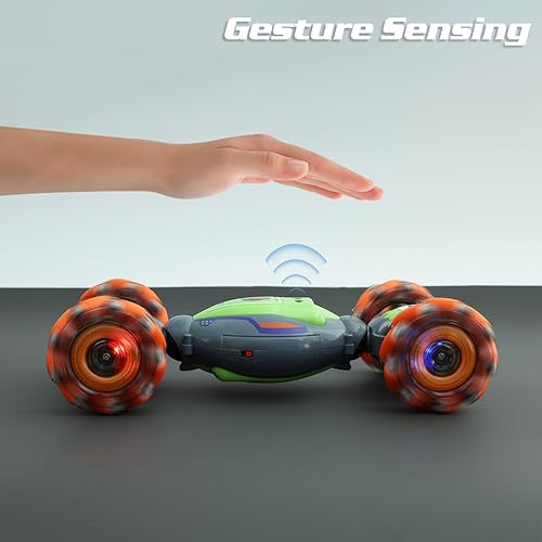 Miniatura 7 de Auto de acrobacias RC con detección de gestos para niños de 6 a 12 años, autos de control remoto 4WD con luces y música, el mejor regalo de