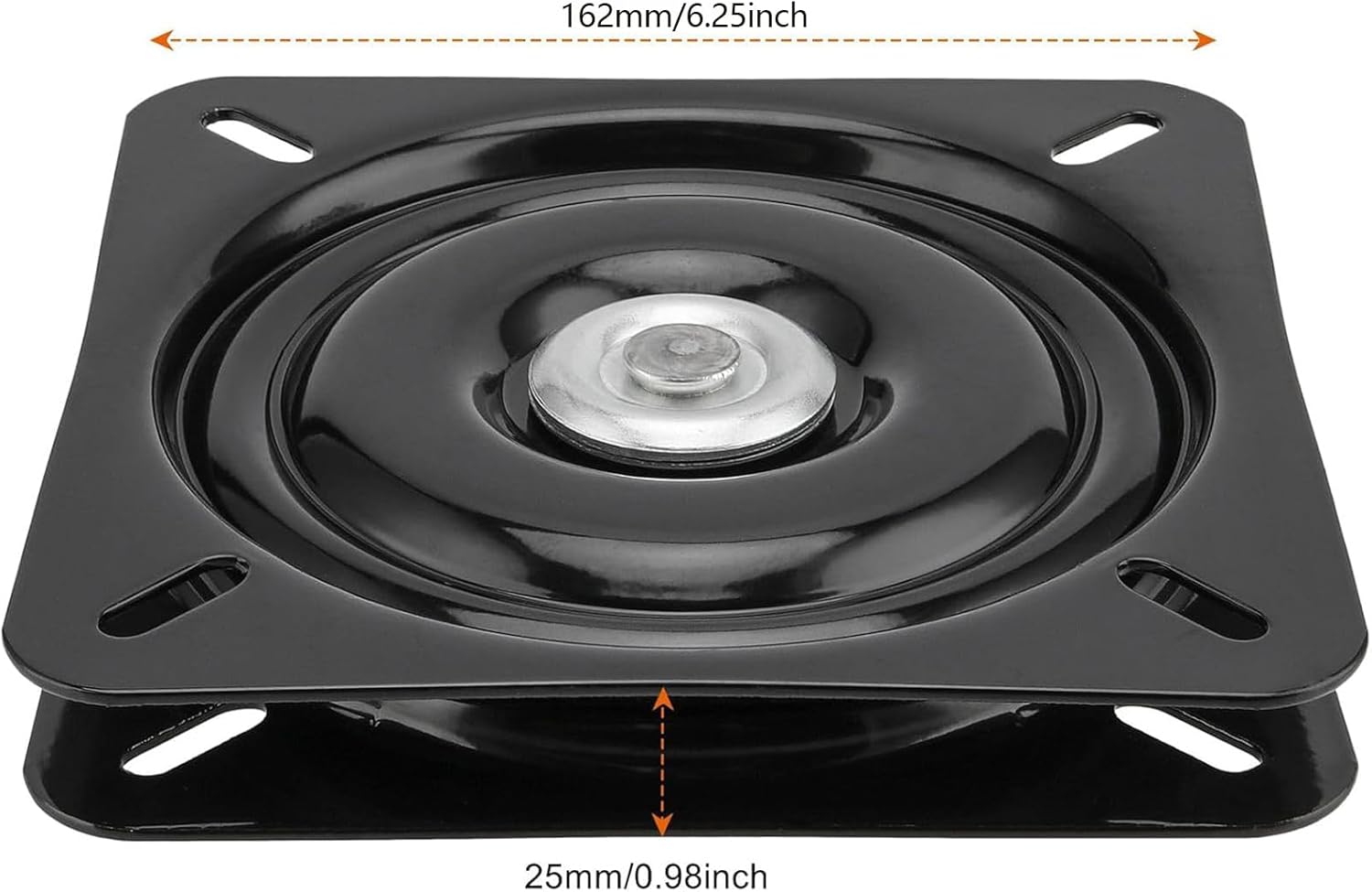 HOZEON 6 Pack 6.25 Inch Bar Stool Swivel Plate, Black Square Swivel Stool Replacement, Heavy Duty Ball Bearing Boat Seat Swivel Base Mount Plate 360° Mechanism Lazy Susan Hardware for Furniture