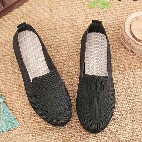 Women's Knitted Flat Shoes Slip-On Casual Breathable Mesh Walking Shoes Soft Work Loafers Lightweight Comfortable Loafers4