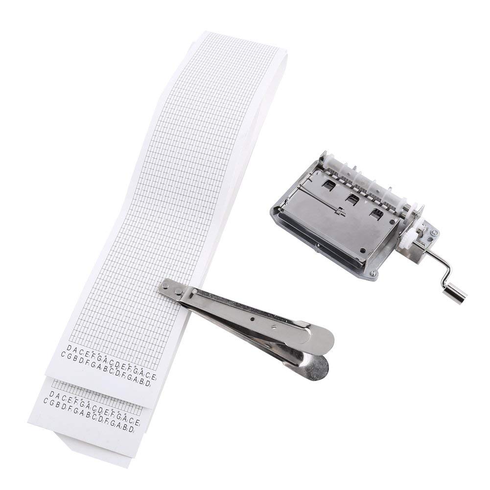 Yosoo DIY Spieluhr Bewegung, 30-Noten Hand Kurbelband Spieluhr Bewegung Teil + Puncher + 3 Streifen DIY Ihre Songs