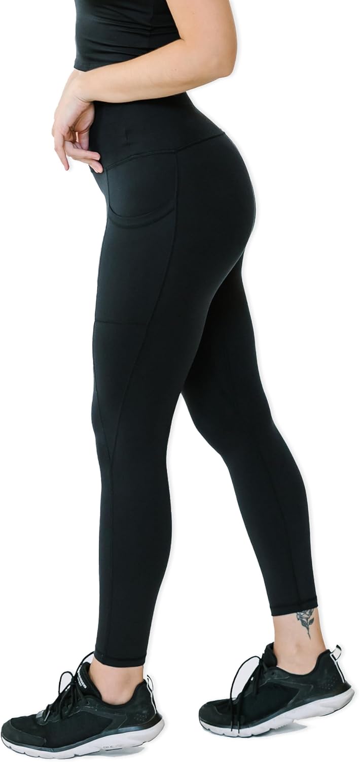 25" SoftLuxe Stay Put Leggings in Black – High Waisted Workout Pants for Women – Buttery Soft, Squat Proof, Silicone Grip