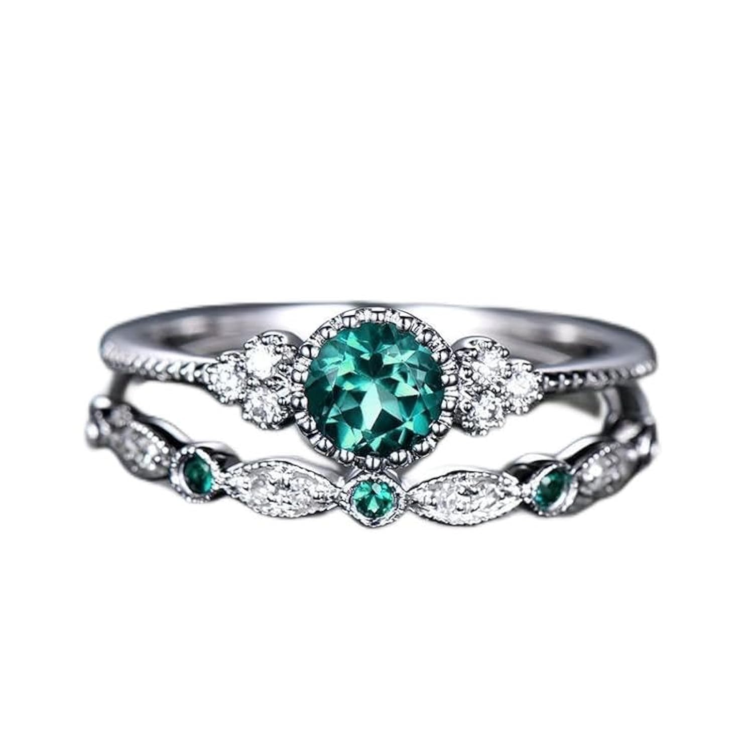 Generic2 Pieces Set Zink Alloy with Crystals Girls Fashion Zircon Gemstone Ring with Box