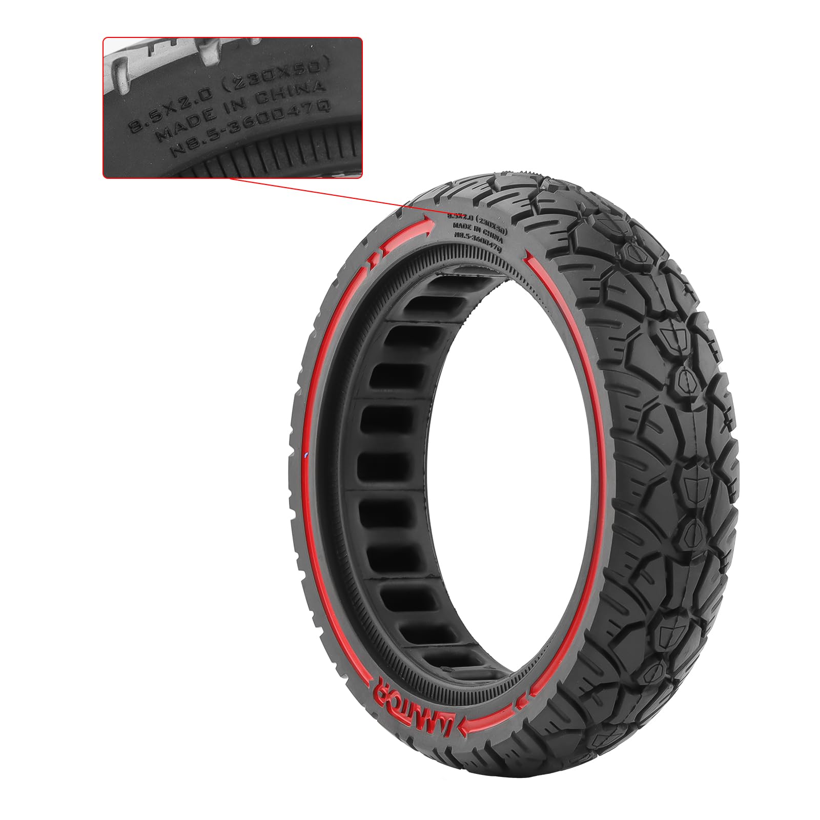 8,5×2,0(230×50) E Scooter Off-Road Neumático Completo de Goma 8 2/1x2,0 Neumáticos Sólidos 8,5 Pulgadas Reemplazo para Xiaomi M365 Scooter Eléctrico Anti-pinchazos (Línea colorida*2 PCS)