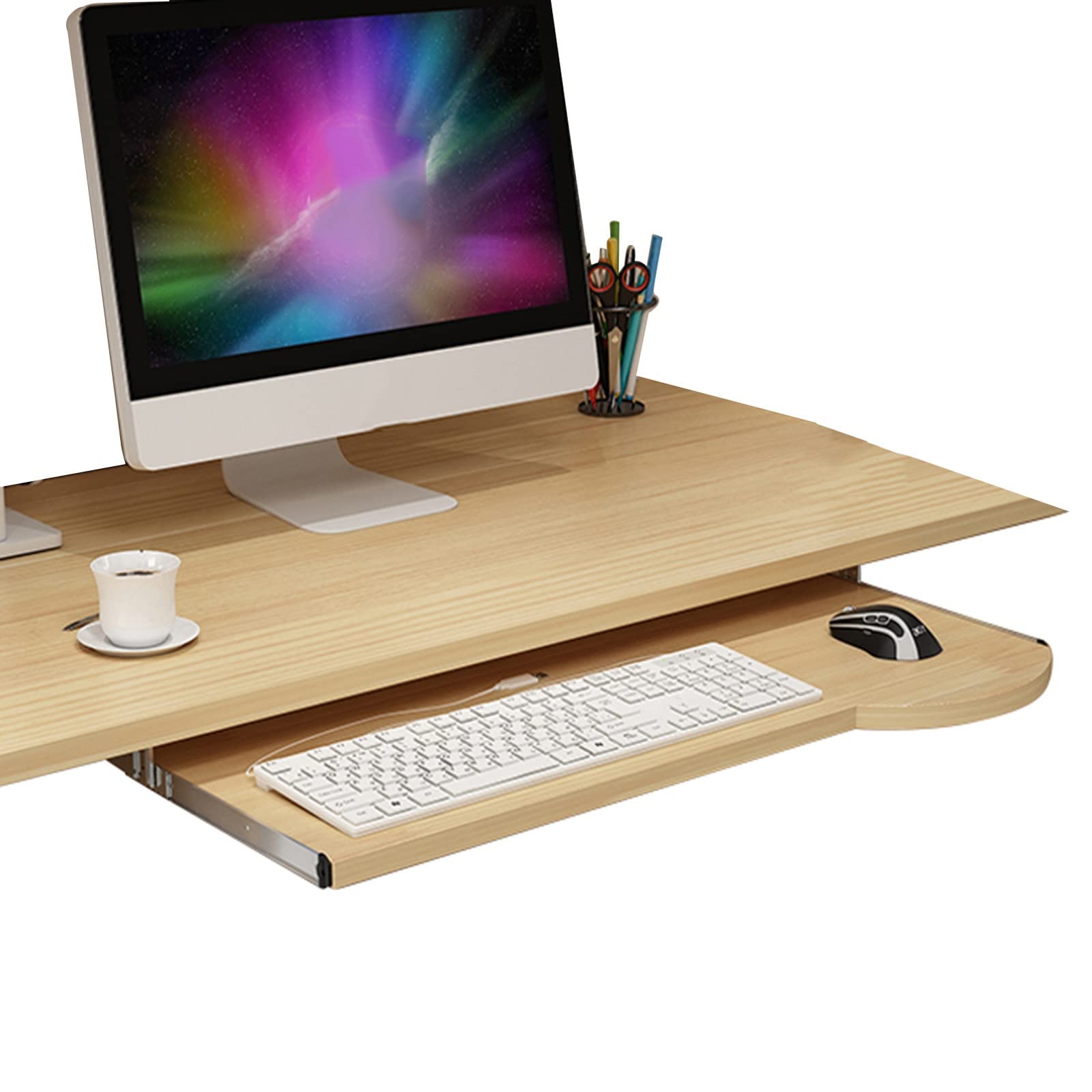 Bandeja ajustable para teclado debajo del escritorio, estante deslizante ergonómico para teclado con rieles de extensión, capacidad de carga de 24 kg, perfecto para nización y comodidad en el espacio