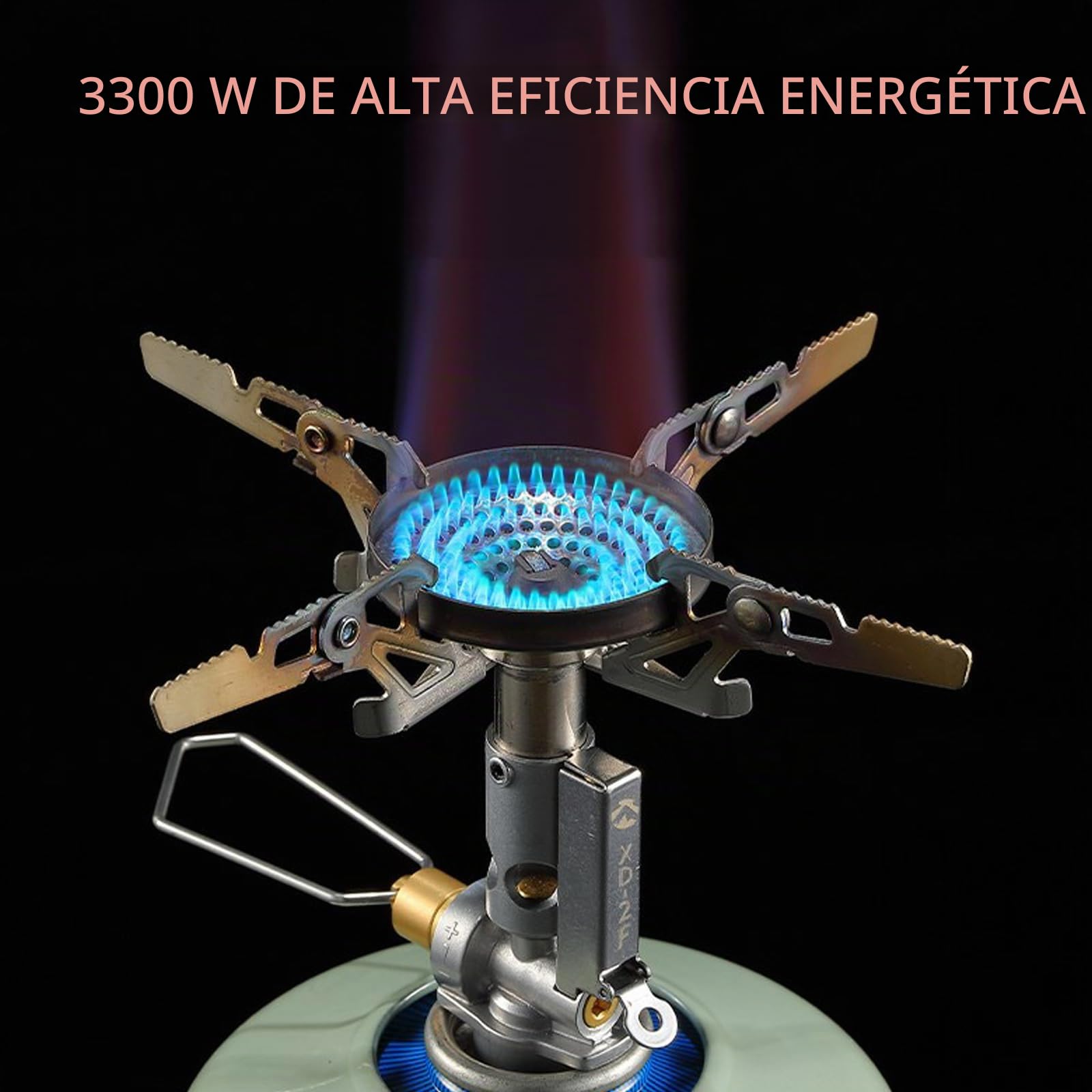 Campingmoon - Estufa de gas compacta para camping, portátil, 4 flexibles, con encendedor
