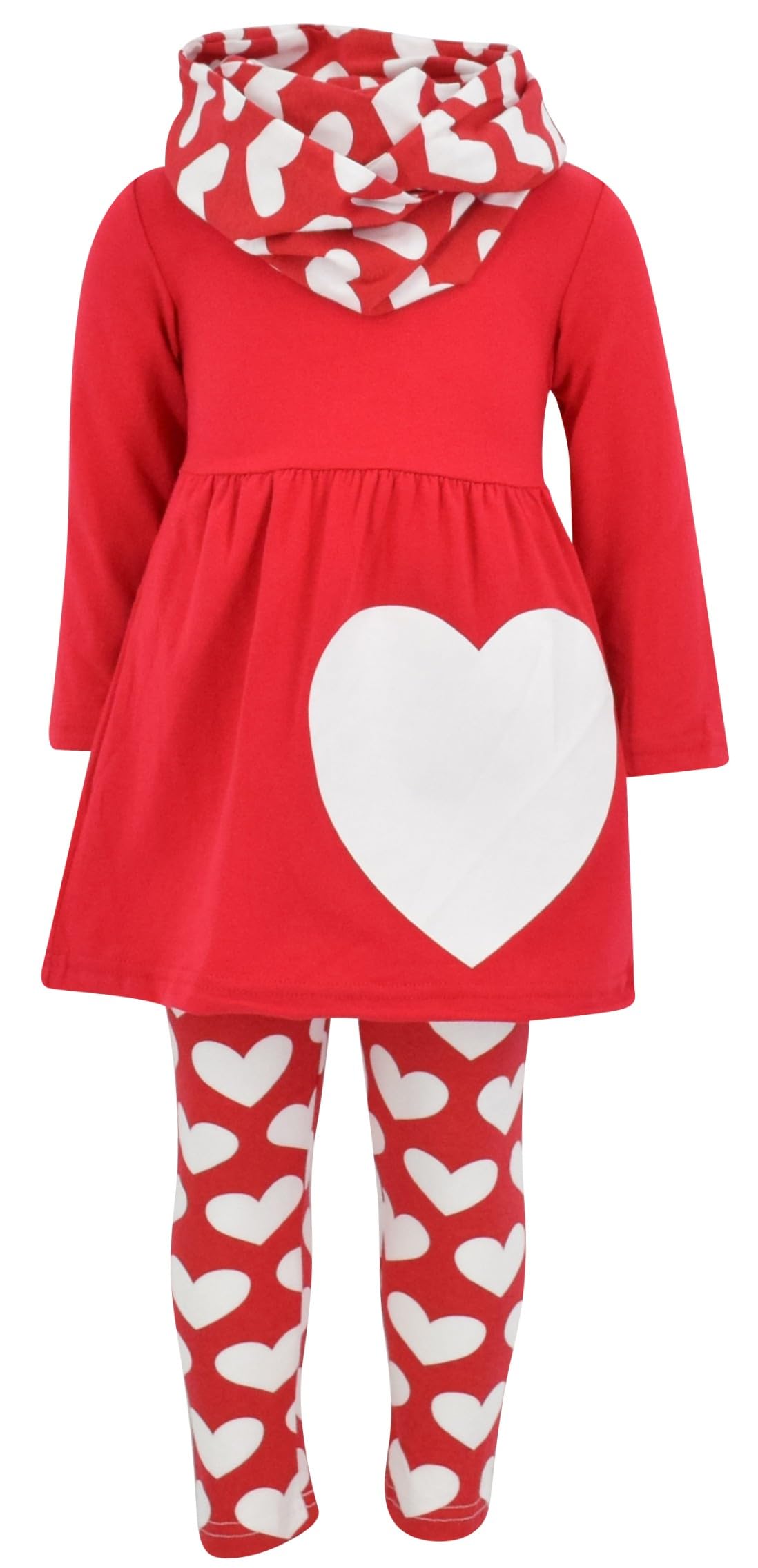 Unique Baby Girls Kids Toddler 3pc Outfit Set Long Sleeve Soft Knit Tunic Top Leggings and Scarf