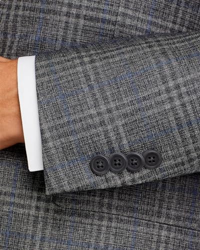 The Mens Store Slim Fit Italian Wool Plaid Sport Coat 46 Regular Light Grey4