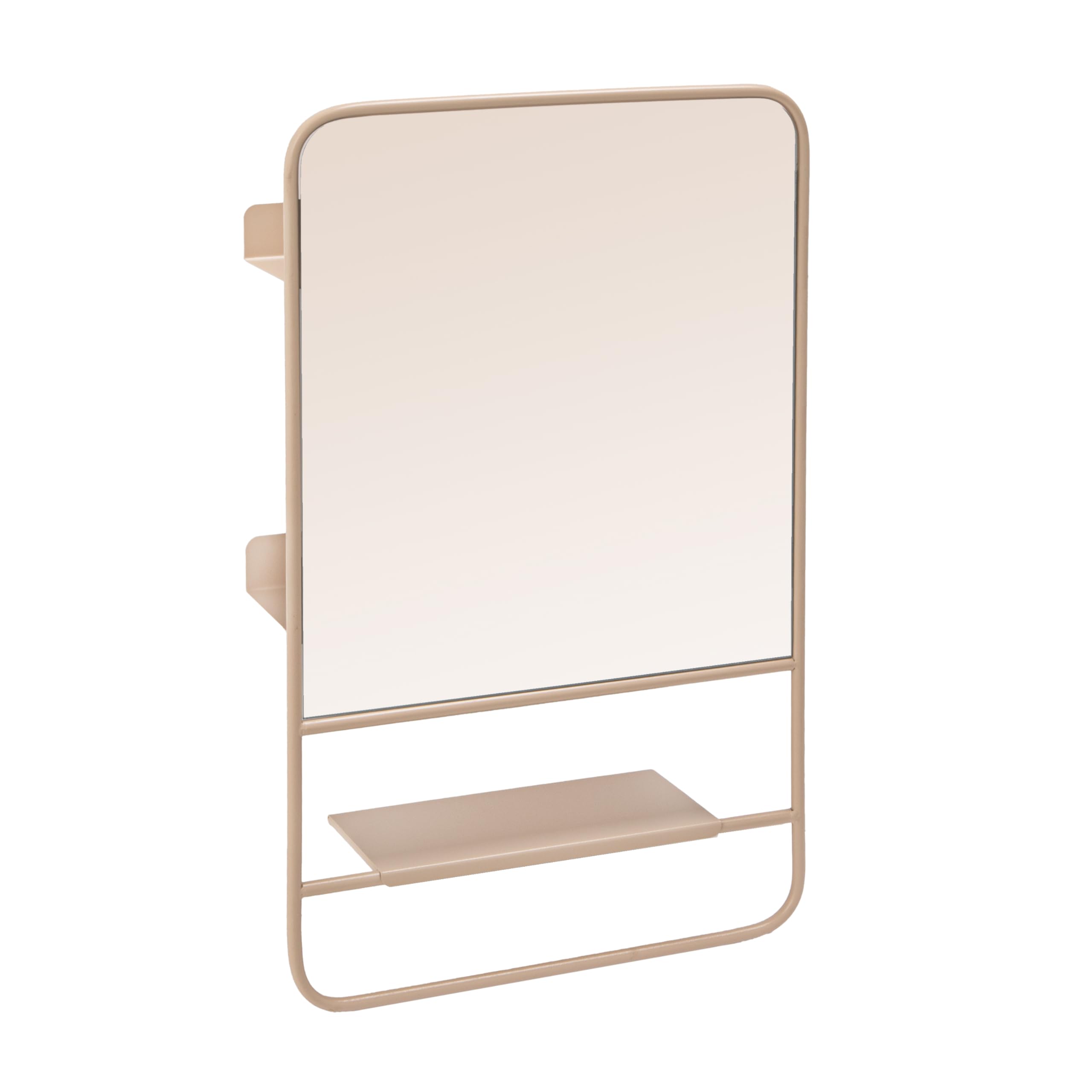 Bloomingville Miroir Mural en métal avec 3 étagères, Couleur Blush
