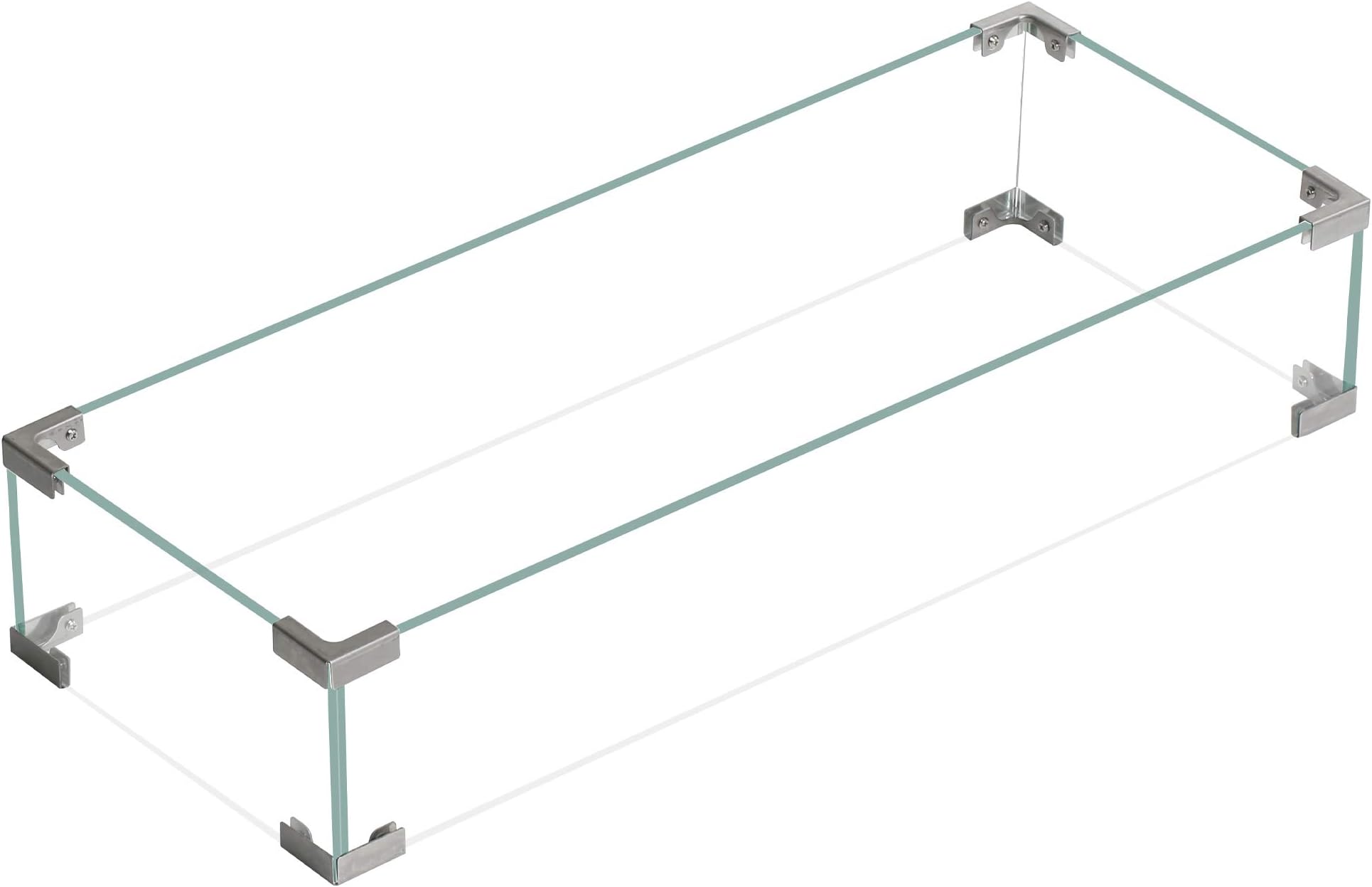 BALI OUTDOORS Gas Fire Pit Table Wind Guard Clear Tempered Glass Flame Shield for Rectangular Outdoor Fire Pit, 30.7 x 11.8 x 5.9 inches