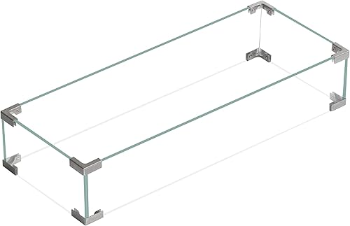 Miniatura 8 de BALI OUTDOORS Valla de protección contra el viento para hoguera de 18 x 18 x 6 pulgadas, pantalla cuadrada de vidrio templado transparente para