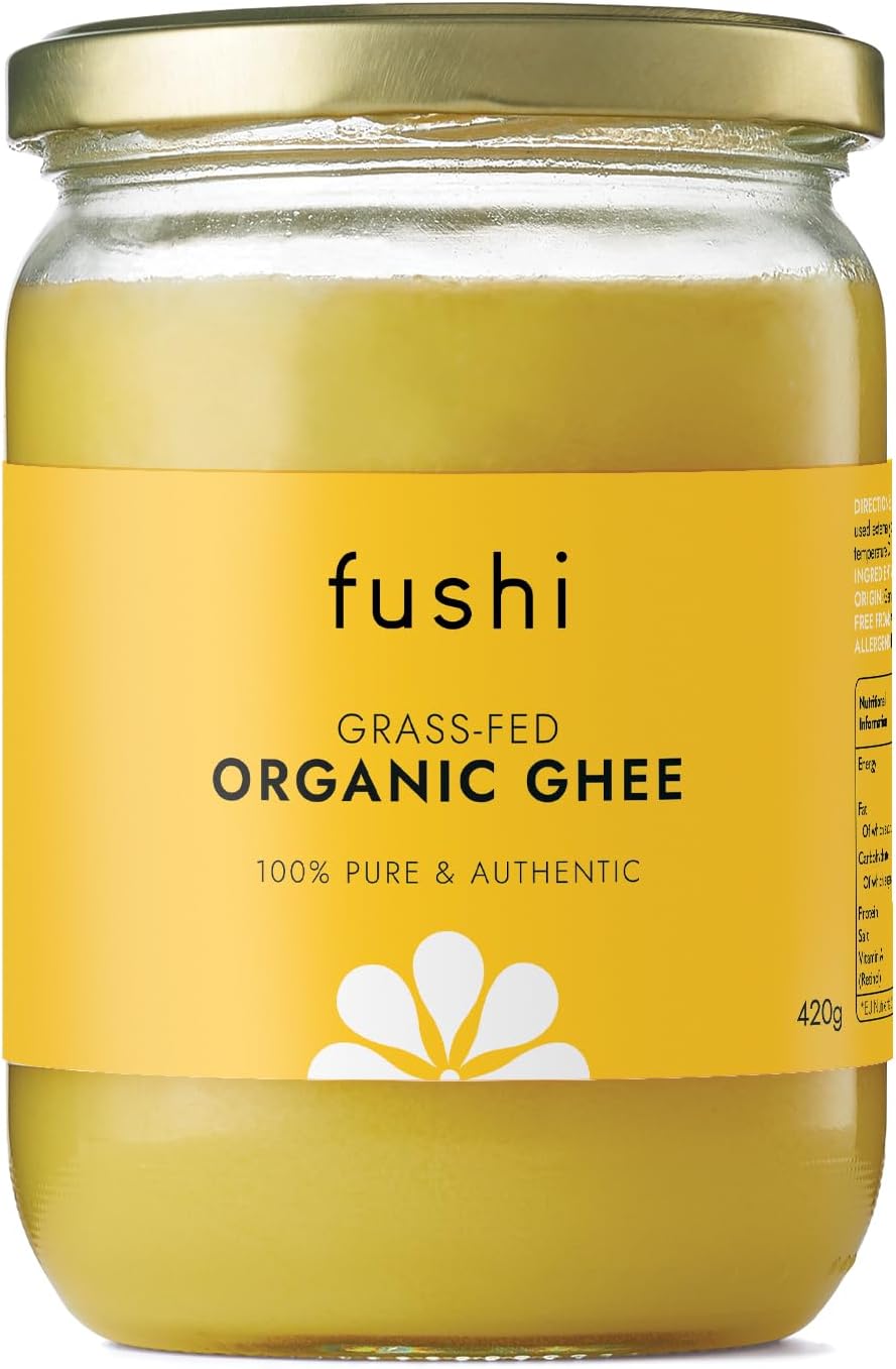 Organic Ghee 420g – Organic Certified | English Ghee | Vegetarian, Clarified Pure Ayurveda Grass Fed Butter | Ghee Butter from Free Range Grass Fed Cows | Healthy Cooking, Nutrition