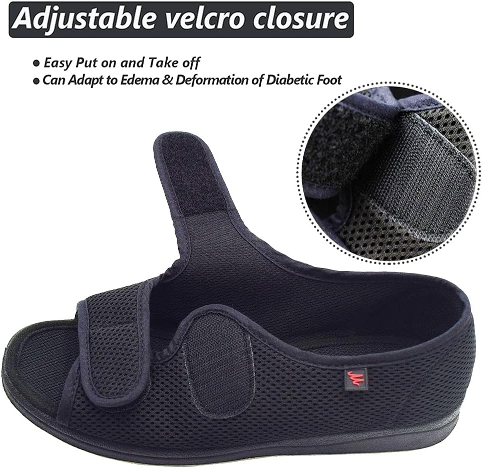 W&LESVAGO Women's Open Toe Diabetic Sandals,Adjustable Width Arthritis Edema Shoes,Comfortable House Slippers for Elderly Swollen Feet - Image 3