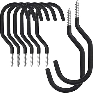 Bike Hooks for Garage 8 Pack with 6 Standard & 2 Extra Large Garage Hooks - Ceiling Hooks, Bikes Hooks, Ceiling Hooks for Hanging Plants, Heavy Duty, Screw Hooks for Hanging, & Plant Hooks
