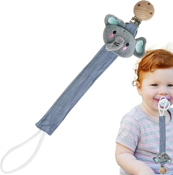 Pacifier Holder - Teething Ring Strap for Pacifiers | Animal Shaped Anti Lost Holder, Soft Silicone, Teether and Hiccup Towel Clip Holders 27x7x3cm/10.63x2.76x1.18 Inches - 1