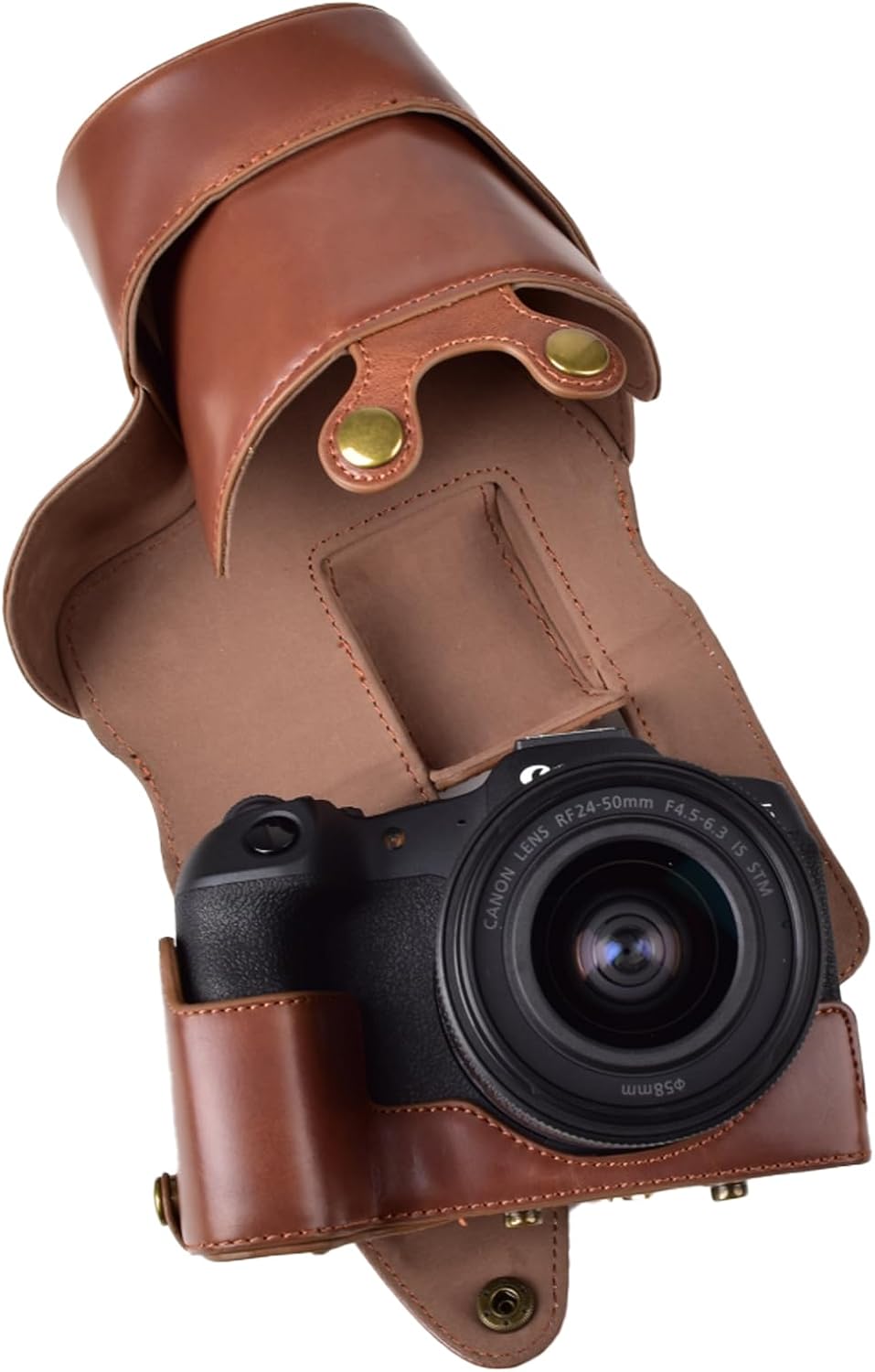 Rieibi EOS R8 Case - Vintage PU Leather Camera Case for Canon EOSR8 Digital Camera - Protective Grip Case for Canon EOS R8 - Coffee