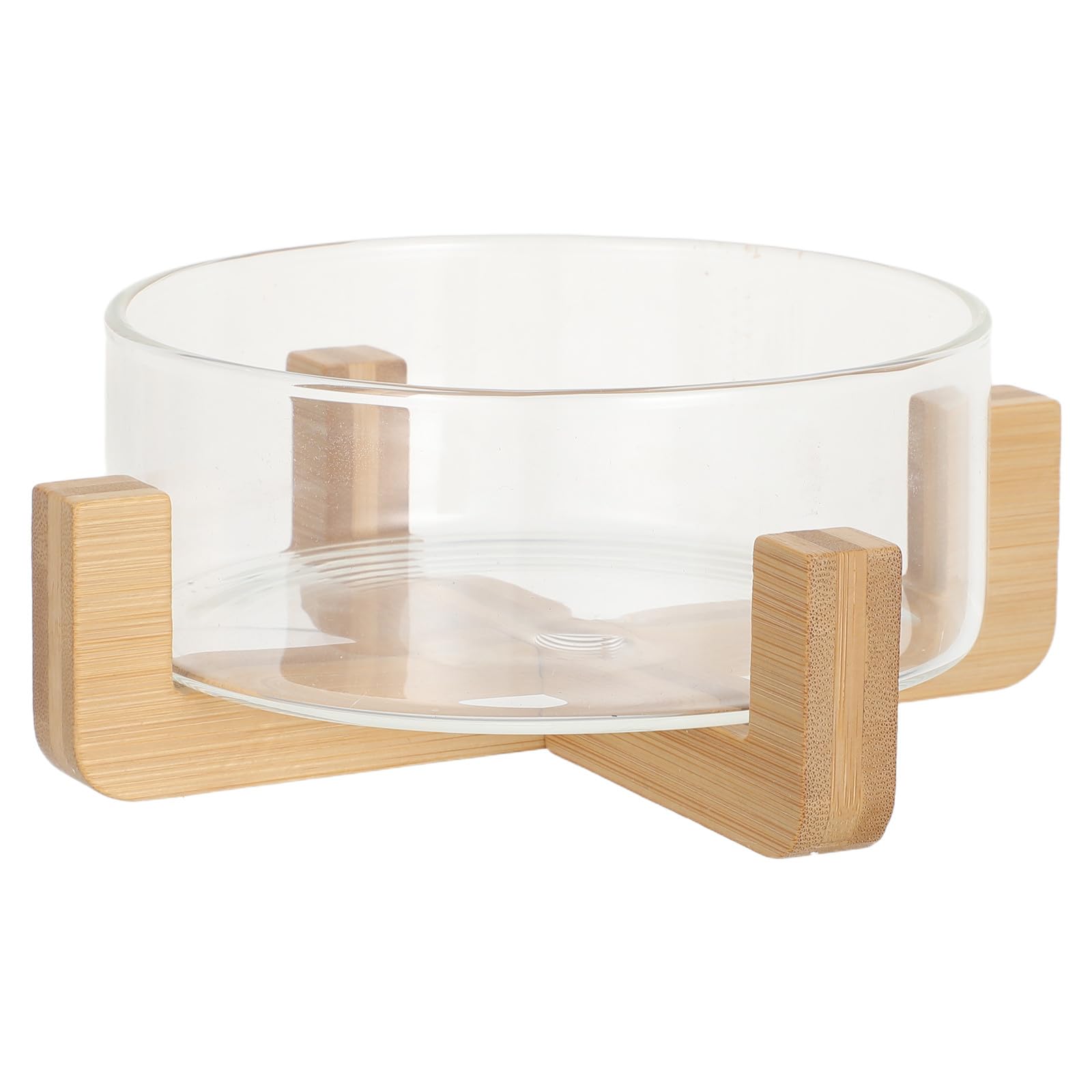 Bol à salade en verre résistant facile à déplacer avec base bois