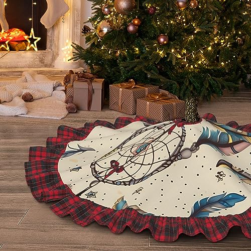 Jupe de sapin de Noël attrape-rêves, décoration rustique chic