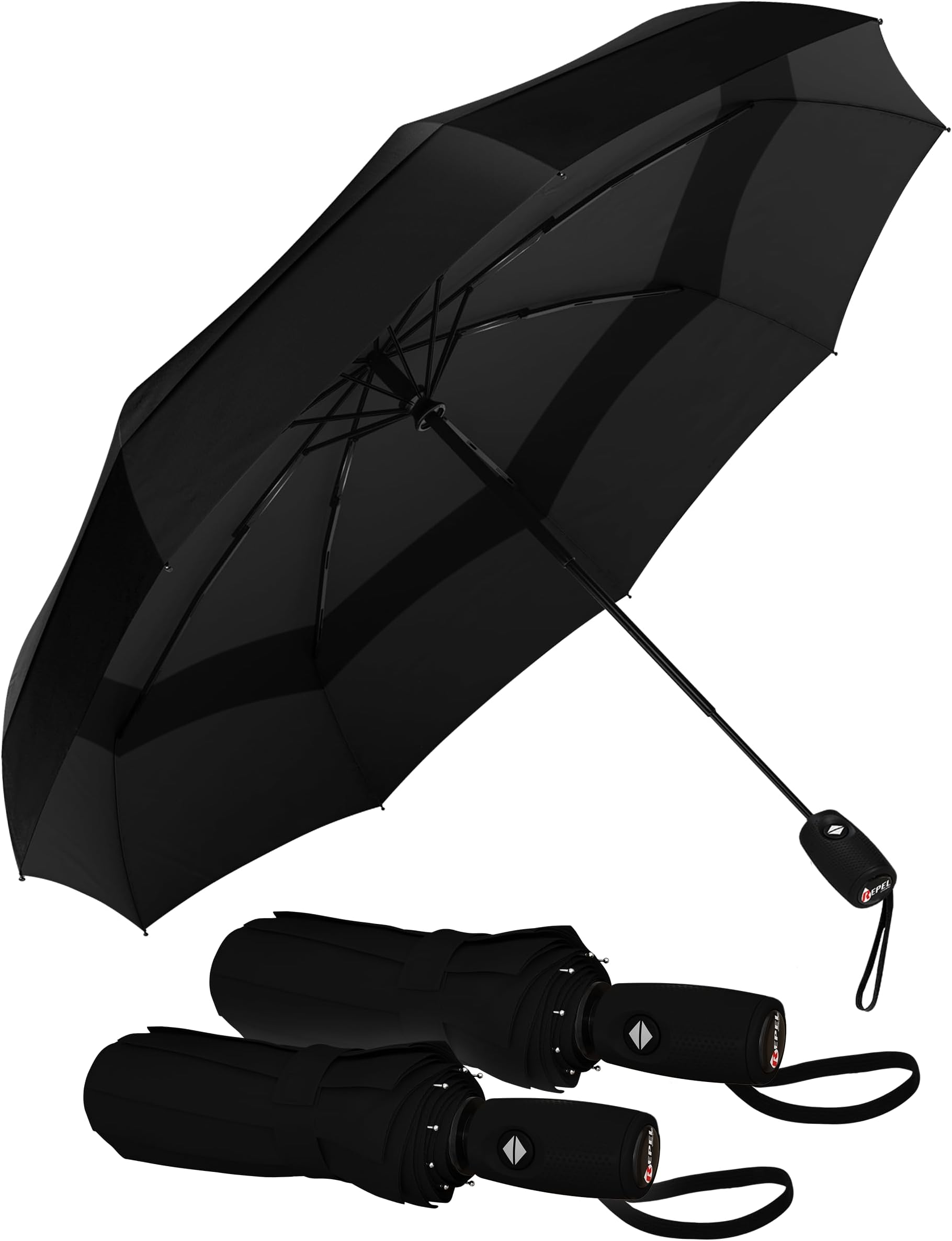 Windproof Travel Umbrellas for Rain - Easy Auto Open Close, Durable & Compact Umbrella, Strong Fiberglass Frame, Waterproof Canopy - Backpack, Purse, Portable Umbrella for Travel