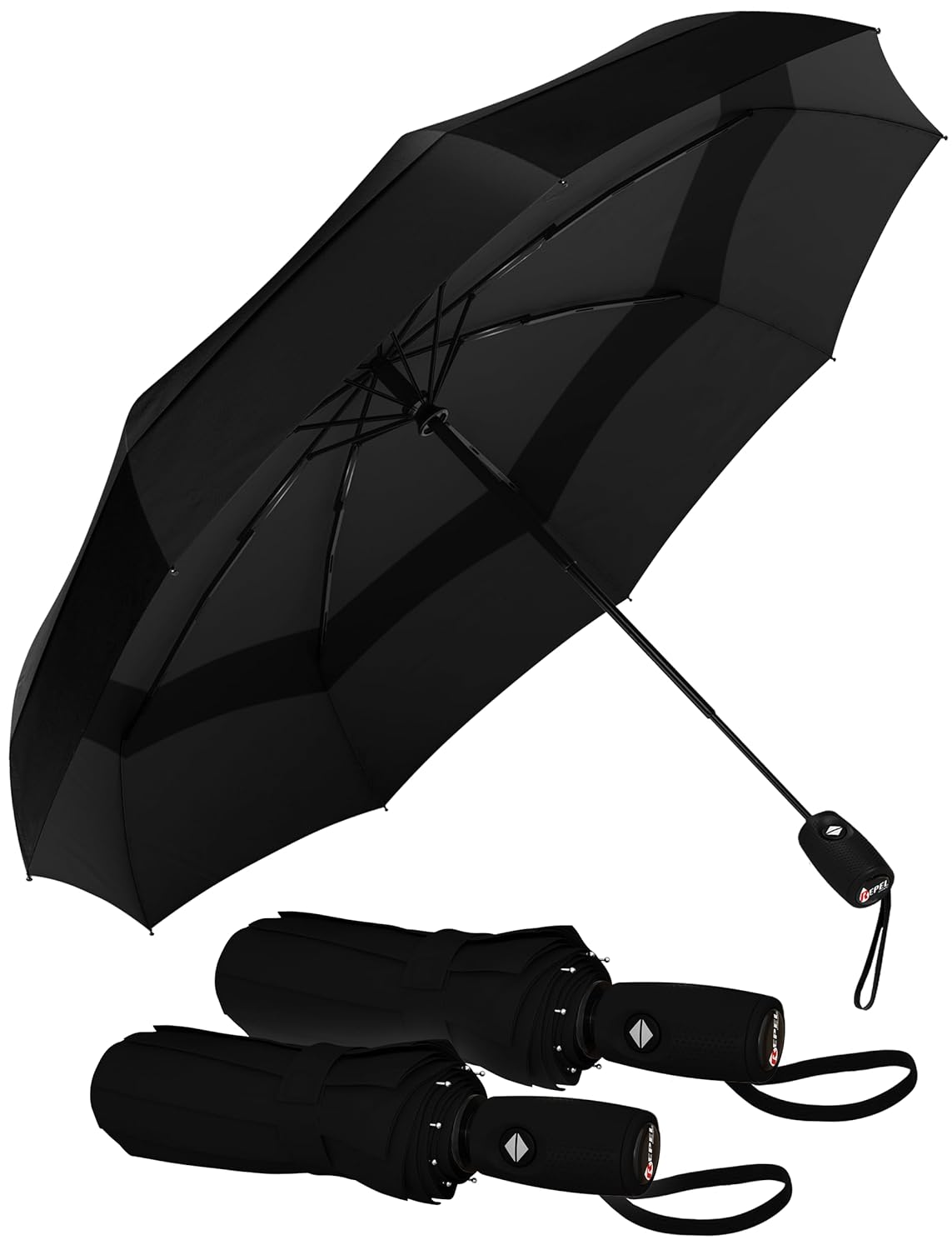 REPEL Windproof Travel Umbrella - Compact Withstands Winds up to 85MPH Strongest Premium Auto Folding Umbrella for Rain