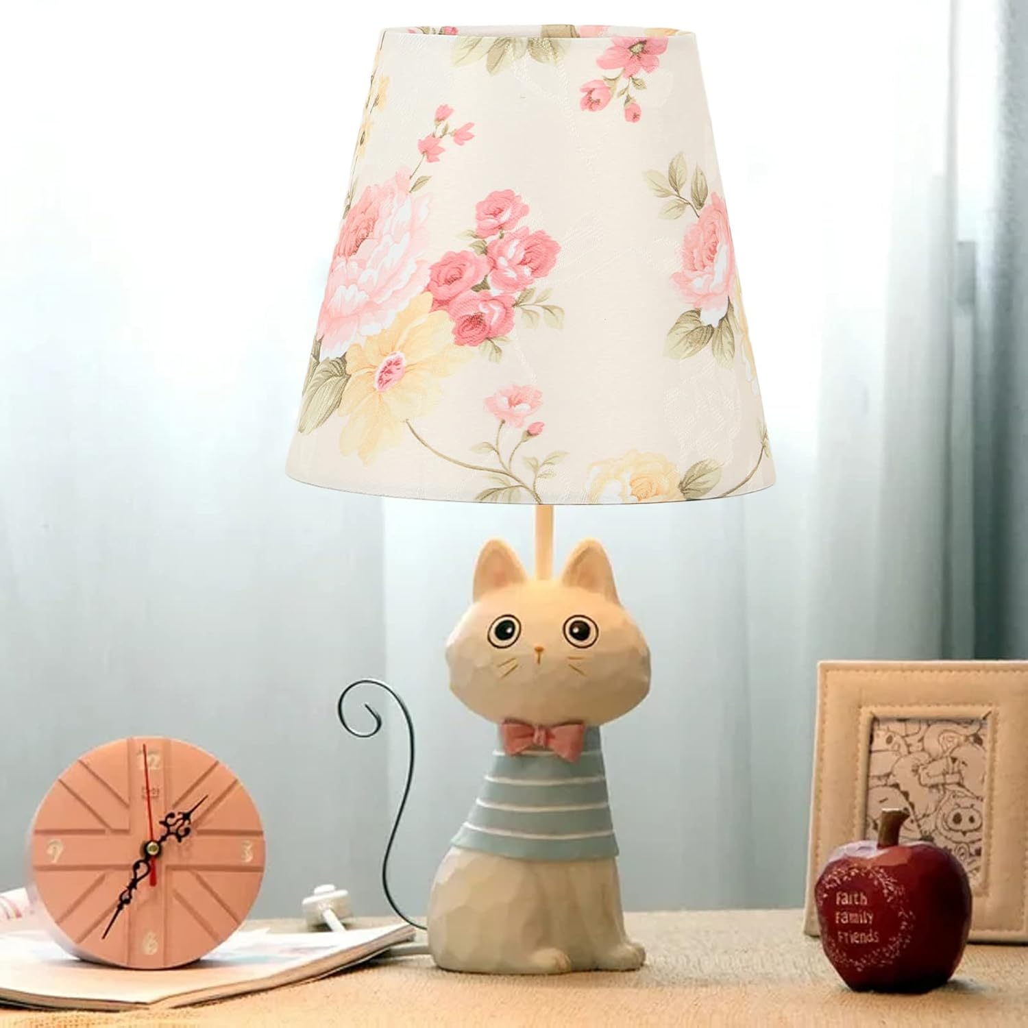 Flower Pattern Clip On Bulb Lampshade, Cloth Lamp Shade, Lamp Shade for Table Lamps, Chandelier Floor Lamp