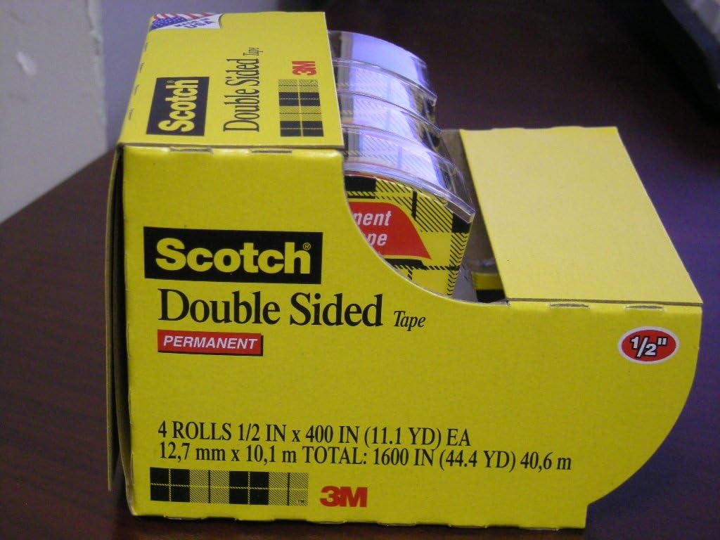 3M Scotch Double Sided Permanent Tape, 1/2" x 400", Pack