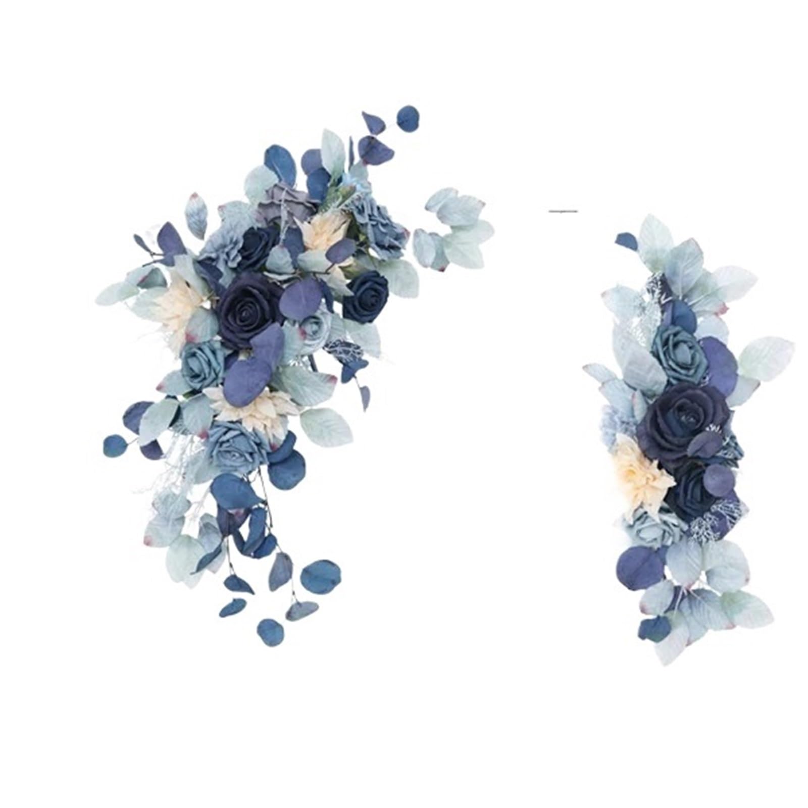 MOHUIED Artificial Floral Swags Wedding Arch Flowers And Drape Kit Blue Artificial Floral Swags For DIY Boho Arbor Backdrop Ceremony Decoration for Ceremony Backdrop, Fireplace and Door Decor(Color1)