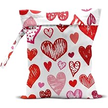 Wet Bag, Wet Dry Bag, Swimsuit Bags, Beach Essentials, Red Heart Decor Waterproof Bags for Travel, Beach, Pool, Diapers, and Dirty Yoga Gym Clothes