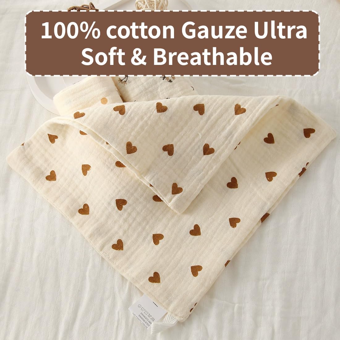 Panni Neonato Cotone Mussole Asciugamani Bambini 25.5 x27.5cm Morbido Assorbente Mussola A Grana Motivo floreale