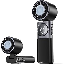 SWEETFULL Portable Handheld Fan, Ice Cooling Turbo Fan with 100 Speeds & LCD Display, 3600mAh Foldable Desk Fan with Backup Power Source for Office, Outdoors