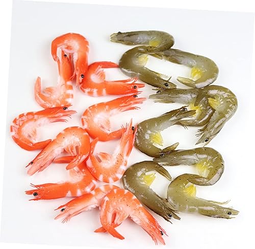 Miniatura 3 de Abaodam 10 piezas de camarones artificiales de carne de pescado falso, decoración de escritorio, modelos de camarones, decoración de cangrejo, mini