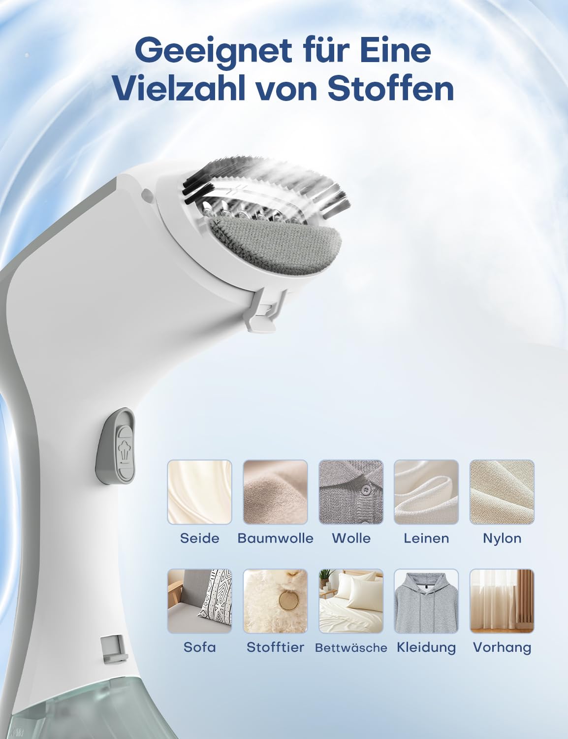 AROEVE Steamer Dampfglätter 1300W Handheld Dampfbügeleisen, 260ML Großer Tank, 2 Dampfmodi, kompakt & Tragbar für Zuhause, Büro, Reisen – Effizienter Faltenentferner, Grau