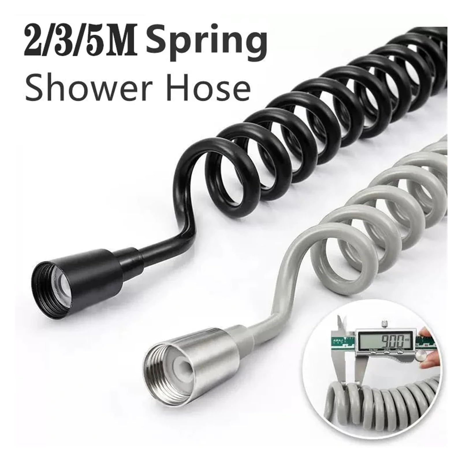 Manguera de ducha flexible de 1,5/2/3/5 m – Tubo de agua de poliuretano con manguera retráctil G1/2 de ajuste universal para inodoro y bidé para fontanería de baño (gris, 150 cm)