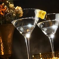 Vista 3 de Juego de 4 vasos de Martini de cristal, 10 onzas, cóctel clásico de lujo con cuchara de bar y púas de oliva, soplado a mano de primera calidad