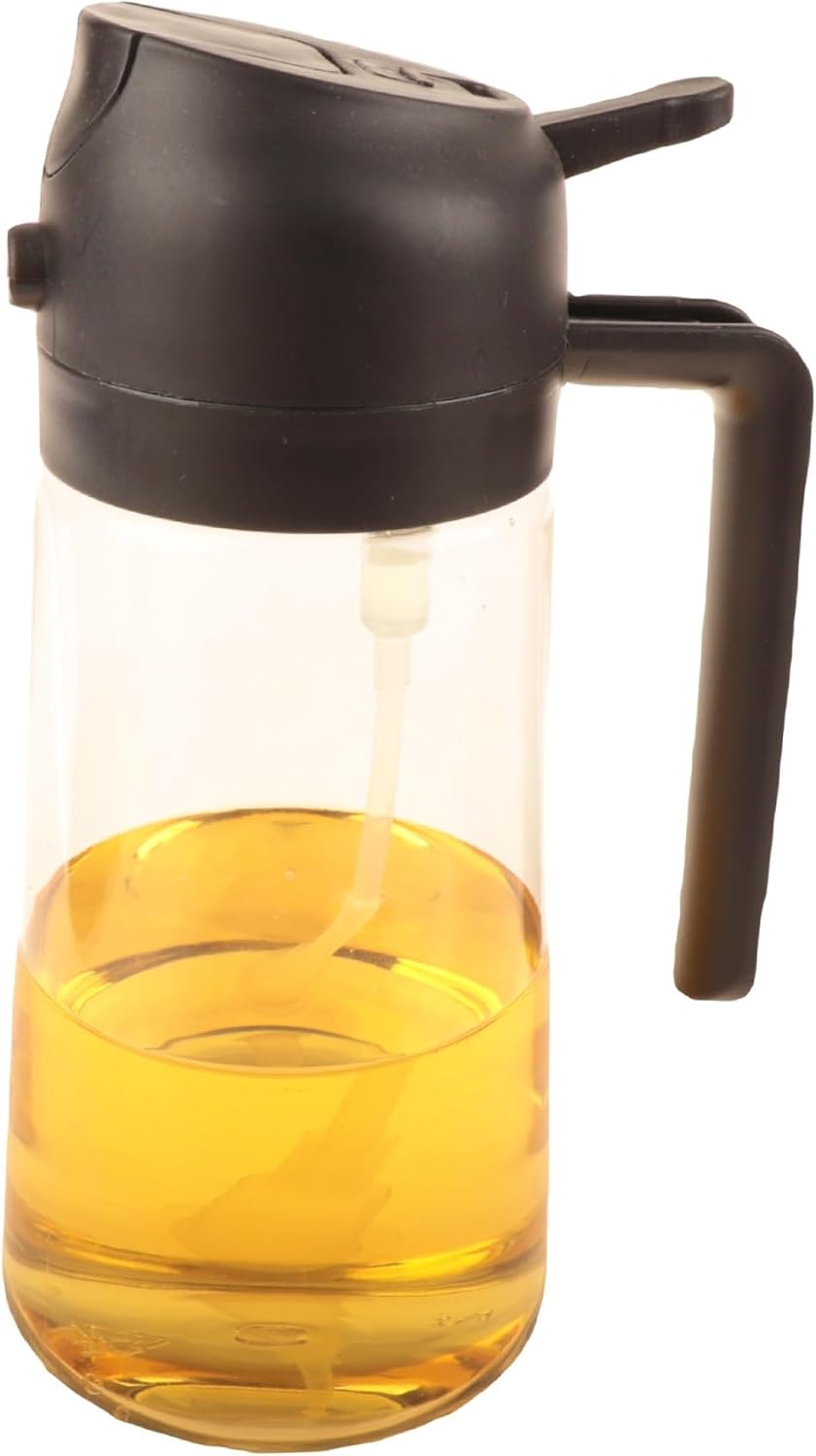 Oil Spray Bottle, 3pcs 16oz Oil Dispenser Bottle For Kitchen, 2 In 1 And Sprayer, 450ml Spray For Cooking,for Salad Making, Baking(Black)