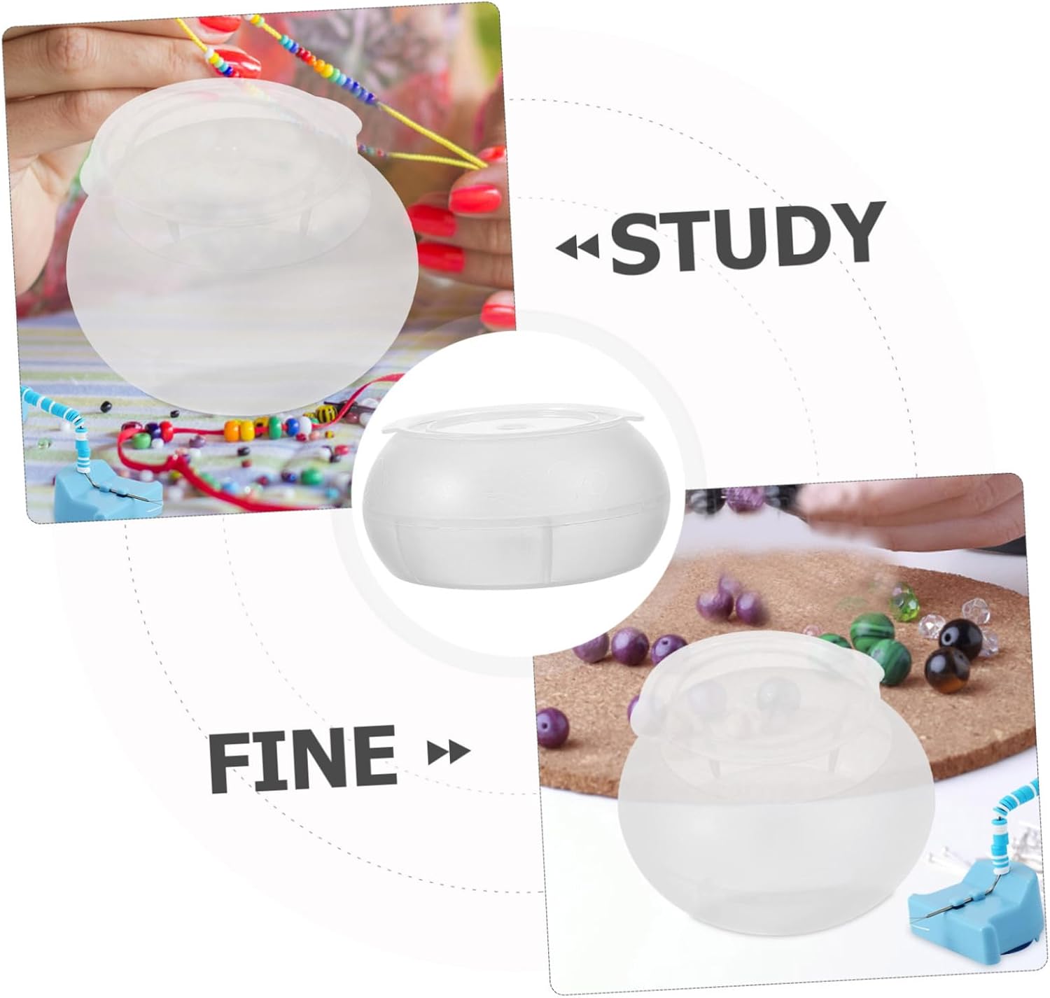 TEHAUX Bead Bowl Beading Device Accessory Practical Bead Holder for Jewelry Making Easy Use Rotating Bowl for Craft Projects for Stringing