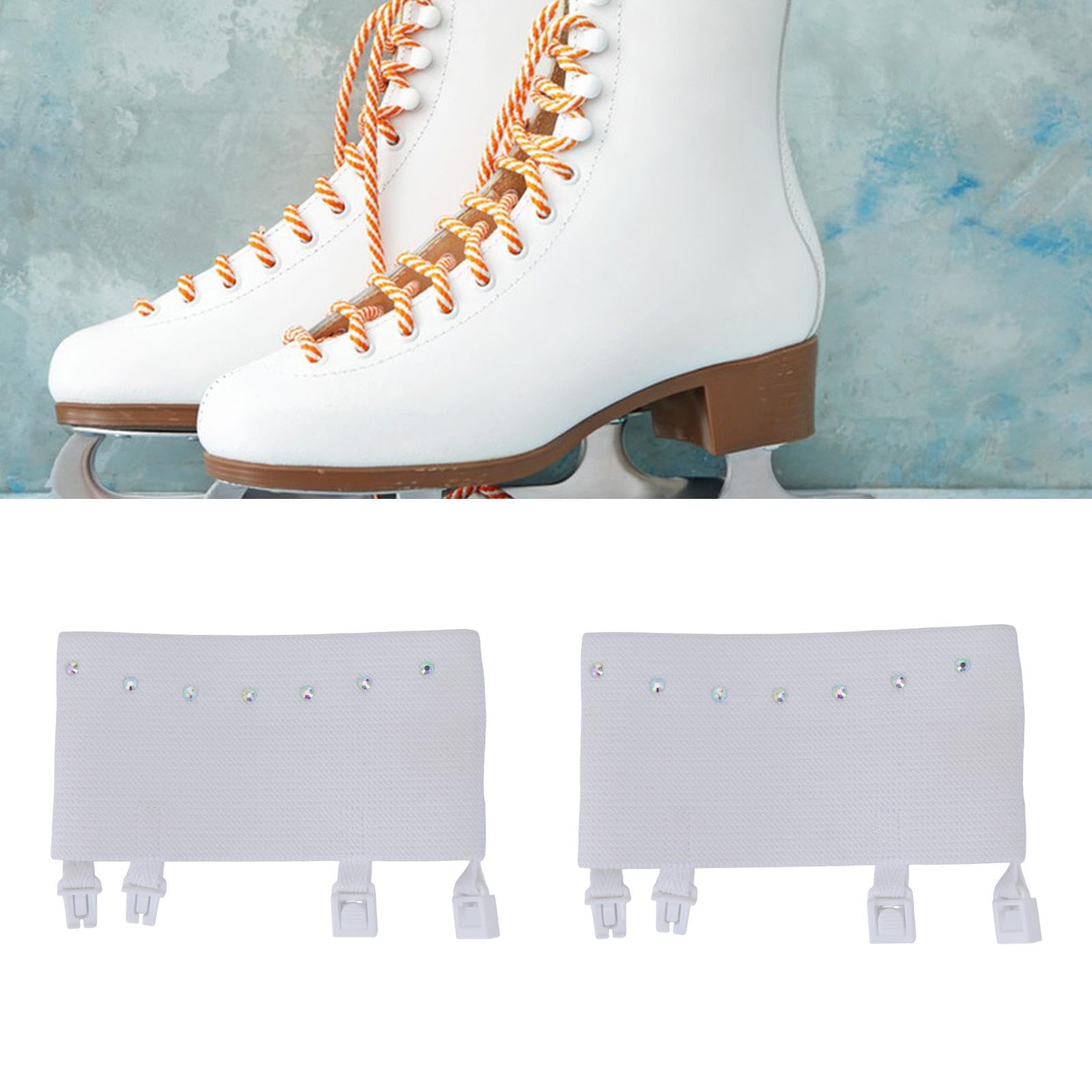 Colaxi Skate Boot Covers Elastic Ice Skating Boot Covers, Ice Skate Covers for Ice Skates Training, White Size M
